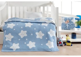 Jasnoniebieski polarowy koc dziecięcy 100x120 cm Star – Mijolnir