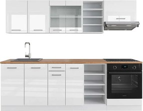 Zabudowa kuchenna biały wysoki połysk/biały 240x60x81.6 r-line