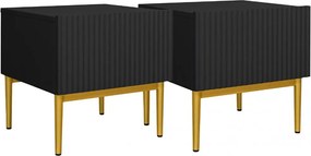 Zestaw szafek nocnych Nicole 46 cm - czarny / złote nóżki