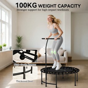 SPORTNOW Trampolina Rebounder, 5-stopniowy regulowany uchwyt, trampolina do treningu, Czarny