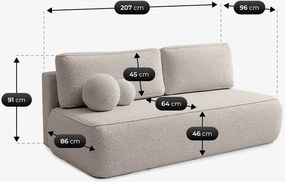 Sofa z Funkcją Spania ARVETO Kremowa Boucle Nowoczesna