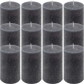 Zestaw świec rustykalnych, 11,5 cm, Ø 6,8 cm, antracyt, 12 s