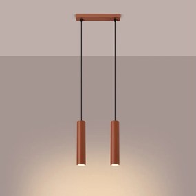 Lampa wisząca loft Toris, stal - 2 źródło światła 3000K - L.30 x H.105 cm - ochra czerwona