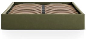 Zielone tapicerowane łóżko dwuosobowe ze schowkiem/bez zagłówka ze stelażem 200x200 cm Susan – Micadoni