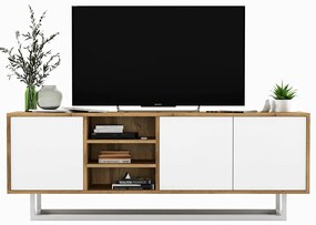 Loftowa szafka rtv dąb wotan + biały D2-F08