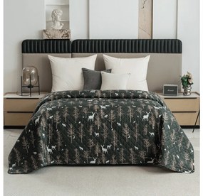 Narzuta na łóżko ze wzorem OAK DEER, ciemnozielony Rozmiar: 170 x 210 cm