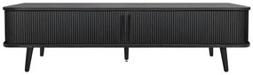 Czarna szafka pod TV w dekorze dębu 178x50x40 cm Rove – Woodman