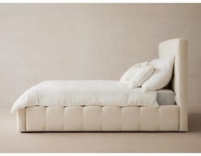 Beżowe tapicerowane łóżko dwuosobowe ze schowkiem i stelażem 140x200 cm Bali – Cosmopolitan Design