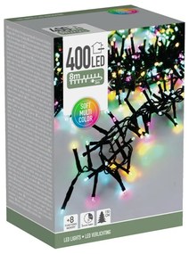 Zewnętrzny łańcuch świetlny Macaron, 8 m 400 diod LED, (ziel., pomar., nieb., różowy), timer, IP44, 8 m