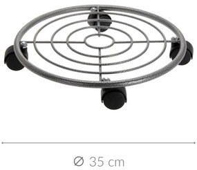 Metalowa podstawka pod donicę na kółkach, 35 cm