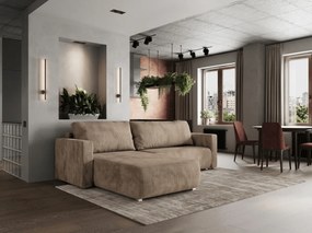 Beżowa rozkładana narożna sofa TAFIRA, dwustronna