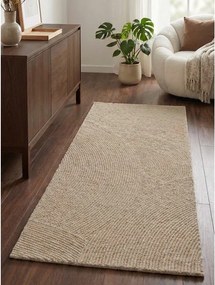 Beżowy wełniany chodnik tkany ręcznie 80x300 cm Calmio – Hanse Home