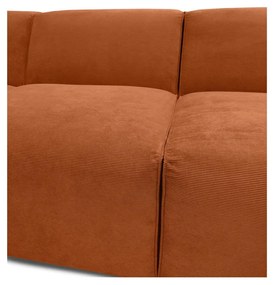 Pomarańczowa sztruksowa sofa modułowa w kształcie litery "U" Scandic Sting, prawostronna