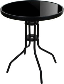 Okrągły stół ogrodowy z szklanym blatem ISLAND BLACK 60 cm, czarny