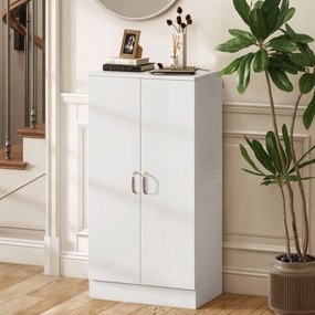 HOMCOM Szafka na buty z cichymi zawiasami, regulowane półki, 6-poziomowy regał na buty do przedpokoju, na 14 par, 55 x 35 x 108 cm, drewno, Biały