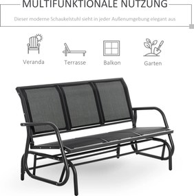 Outsunny Ławka bujana ogrodowa 3 osobowa metalowa czarna solidna konstrukcja 151x75x85 cm | Aosom PL