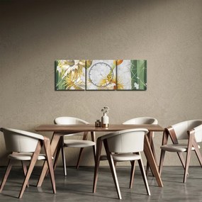 Obraz - Kwitnące kaktusy, vintage (z zegarem) (90x30 cm)