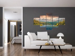 Obraz górskiej rzeki i gór (125x70 cm)