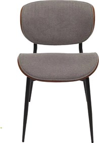 Krzesło do jadalni MCW-O45 (zestaw 6 sztuk),  wygląd orzecha włoskiego, jasnoszary