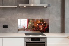 Panel szklany do Kuchni Świąteczny Wieczór przy Kominku