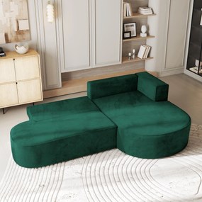 Masseno Narożnik CORTIO z funkcją spania i pojemnikiem na pościel Narozniki L, Rozkładana sofa - Butelkowa zieleń, MONOLITH 37