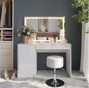 Stół do toalety biały/biały wysoki połysk 119.8x50.1x76 sherry