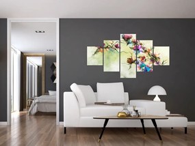 Obraz - malowidło pnącej się kwiaty (125x70 cm)
