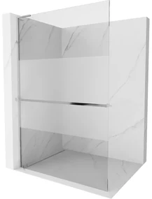 Mexen Kioto+ L ścianka prysznicowa z półką Walk-in 120 x 200 cm, transparent/szron, chrom - 800-120-123-01-35