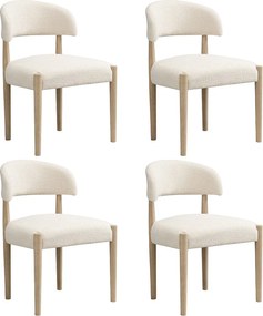 Zestaw 4 krzeseł do jadalni z litego drewna - 58 x 58 x 78 cm - styl nowoczesny - oddychające - wykończenie w stylu kręconym - naturalne