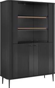 Witryna Vesper 103 cm czterodrzwiowa - czarny / czarne nogi