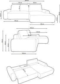 Kremowa sztruksowa kanapa narożna z pojemnikiem P7-D10
