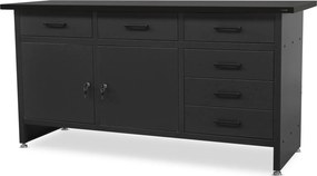 Duży stół garażowy z szafkami i szufladami Henry All Black czarny