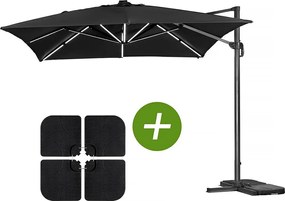 Sun 3 Luxe - Kwadrat - 3 x 3 m - Czarny - Płytki obciążające w zestawie