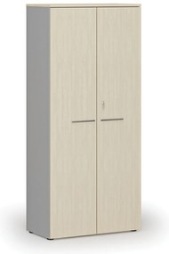 Szafa biurowa z drzwiami PRIMO GRAY, 800 x 420 x 1781 mm, szary/brzoza