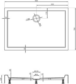 Mexen Flow+ brodzik prostokątny 90 x 70 cm, czarny mat - 46R707090H