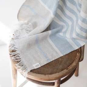 Niebieski lniany ręcznik plażowy 85x140 cm Allure Stripe – Linen Tales