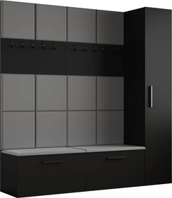 Masseno Garderoba MODULO 201,2/204/40 cm do Przedpokoju Nowoczesna Czarna
