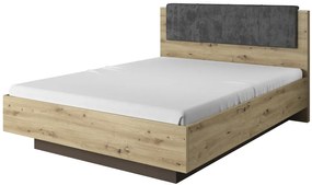 Łóżko podwójne dąb artisan + grafit R0-M18