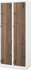 Szafa socjalna czterokomorowa Eco Design Julia, 80x45x185 cm, biały/orzech