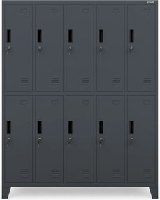 Metalowa szatnia 10-skrytkowa Bartek 136x45x172 cm, antracyt