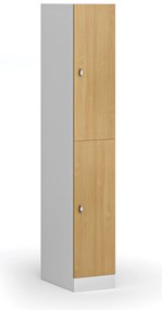 Szafka skrytkowa, 2 schowki, 1850 x 300 x 500 mm, demontaż, zamek obrotowy, drzwi laminowane, buk