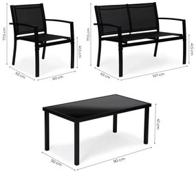 Zestaw mebli ogrodowych Aruba - 2 fotele, sofa, stolik, nowoczesne meble na taras i balkon