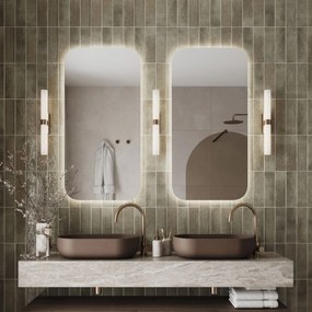 Lustro prostokątne bez ramy oszlifowane obracalne z podświetleniem ROUND Classic LED | Różne rozmiary | Różne kolory szkła : Kolor tafli szkła - Srebrny, Rozmiar - 120 x 240 cm