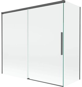 Mexen Rox parawan nawannowy 2-skrzydłowy rozsuwany 170 + 80 x 150 cm, transparent, gun gray szczotkowany - 8C9-170-080-66-00