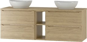 Zestaw do Łazienki 140cm Szafka Regał Blat Umywalka Dąb Olejowany Etna