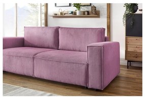 Różowa sztruksowa rozkładana sofa 245 cm Nihad – Bobochic Paris