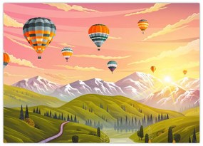 Obraz balonów nad krajobrazem (70x50 cm)