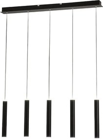 Lampa wisząca Fabas Luce Prado 5-punktowa - 33W ściemnialna LED - matowa czerń Liniowy design
