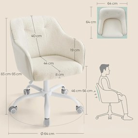Krzesło biurowe SABINA, max. 110 kg, białe/beżowe SongmicsHome