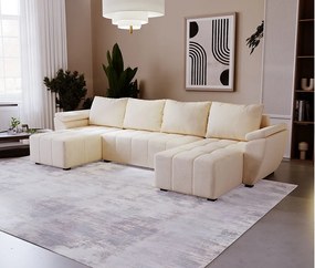 BEDANTE narożnik ZEUS U Monolith 02 beżowy z funkcją spania sofa w kształcie litery U z pojemnikiem na pościel kanapa do salonu sofa rozkładana